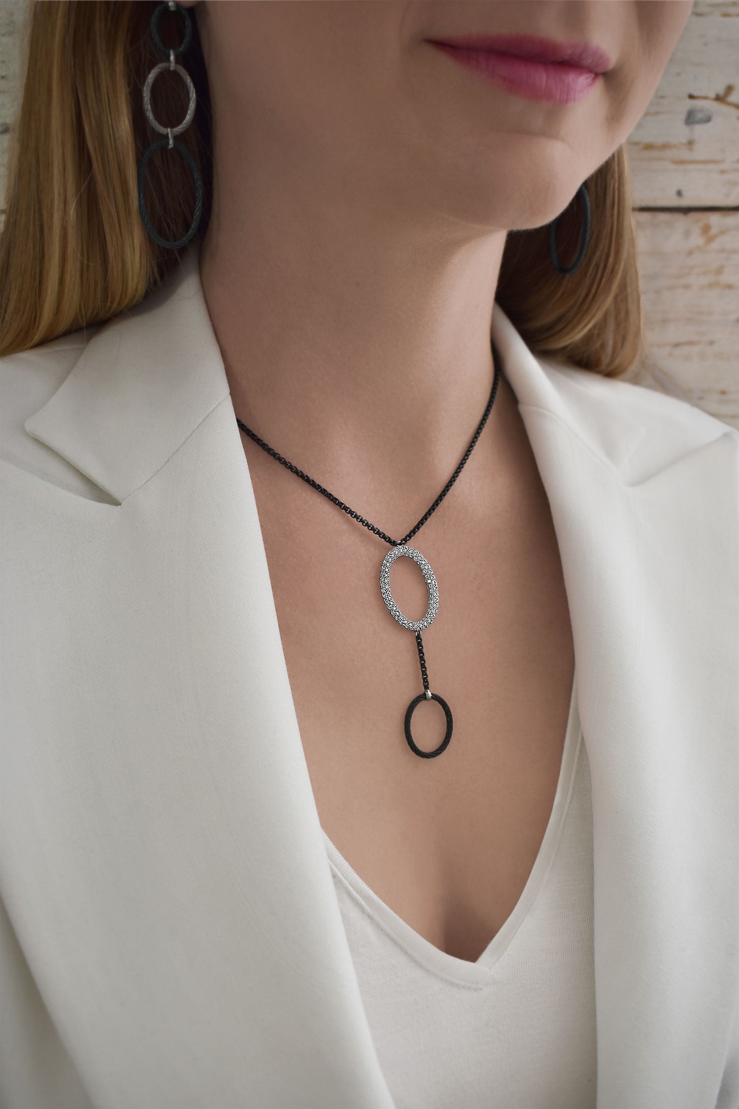 ALOR Oval Lariat Necklace