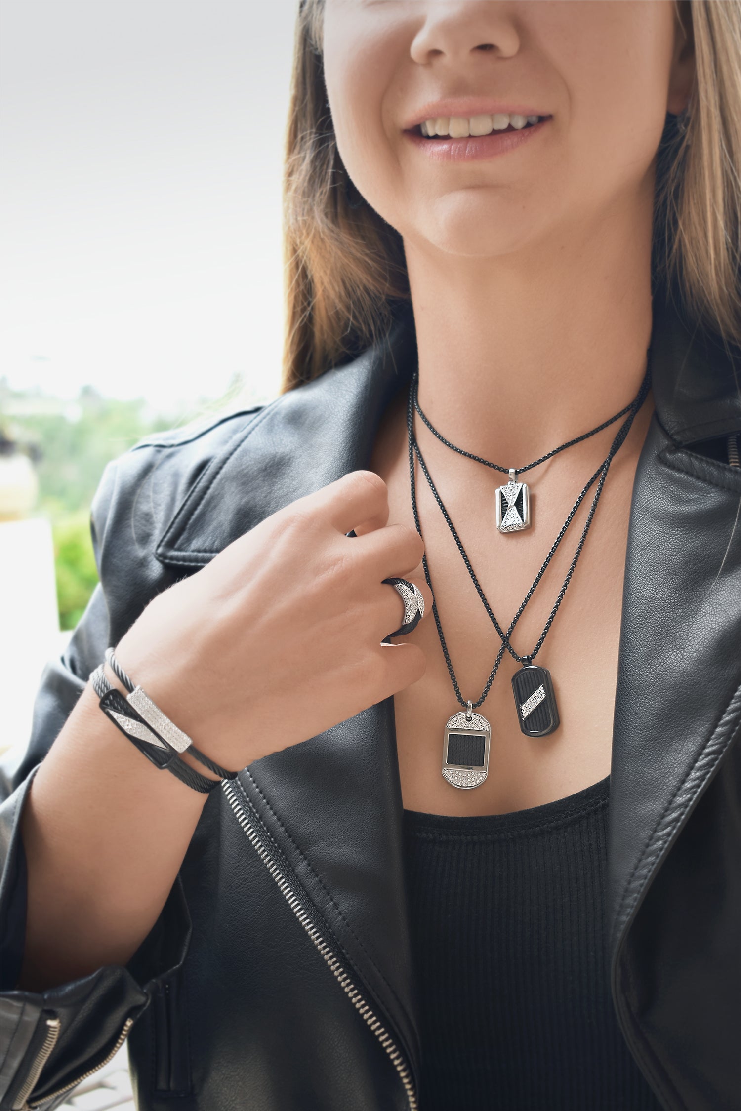 ALOR ID Tag Hourglass Necklace