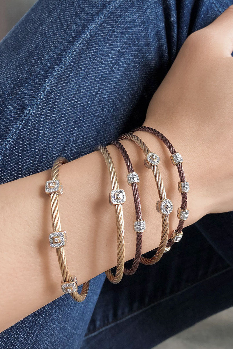 ALOR Triple Square Essential Stackable Bracelet