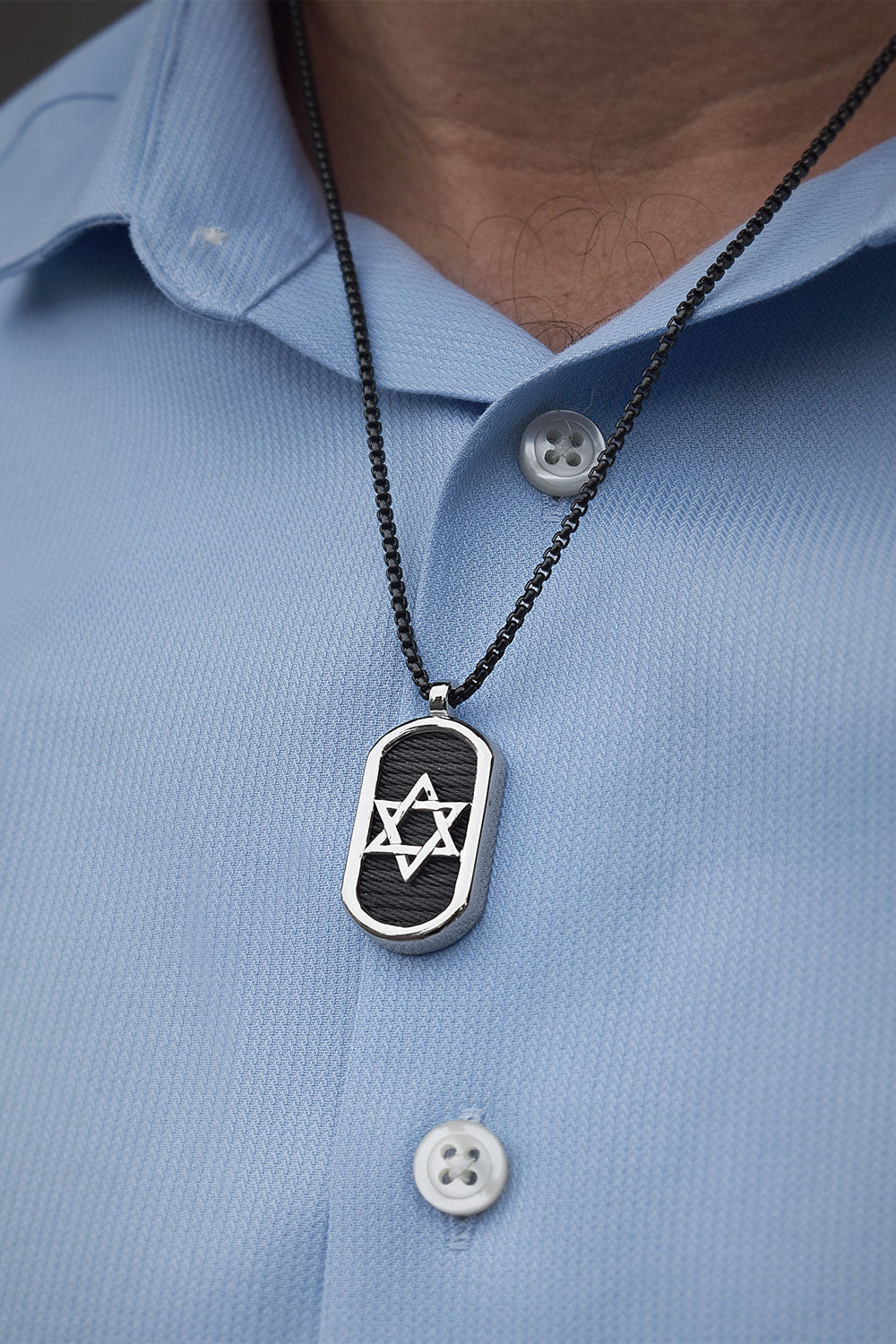 ALOR Star of David ID Tag Necklace