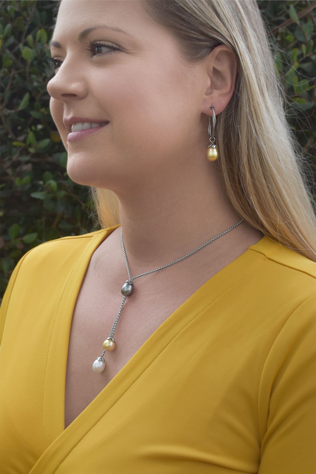 ALOR Pearl Lariat Necklace