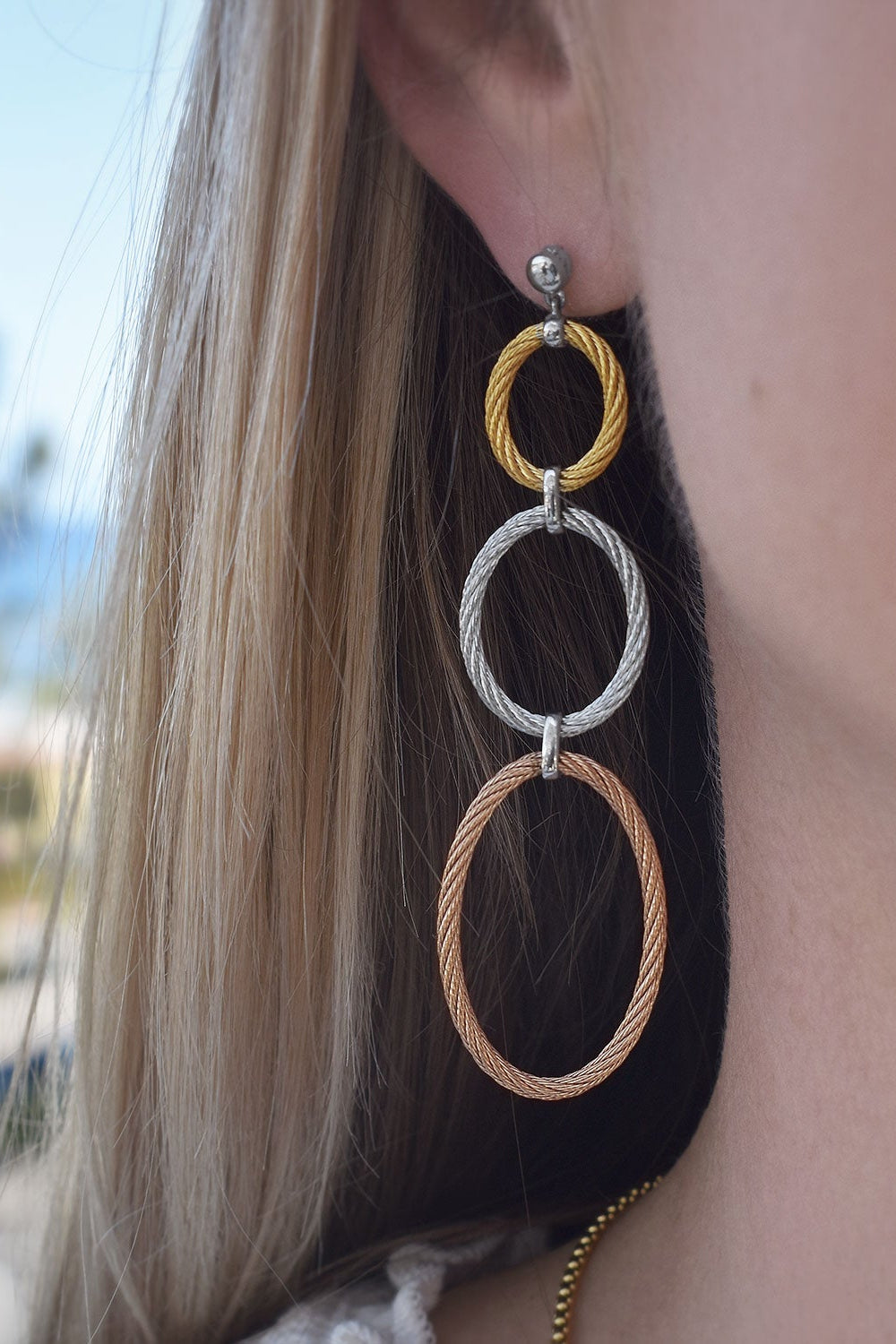 ALOR Triple Oval Drop Earrings