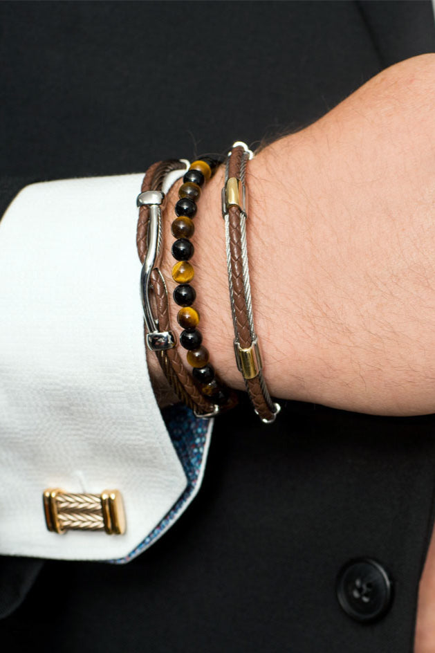 ALOR Men's Gemstone Bead Bracelet
