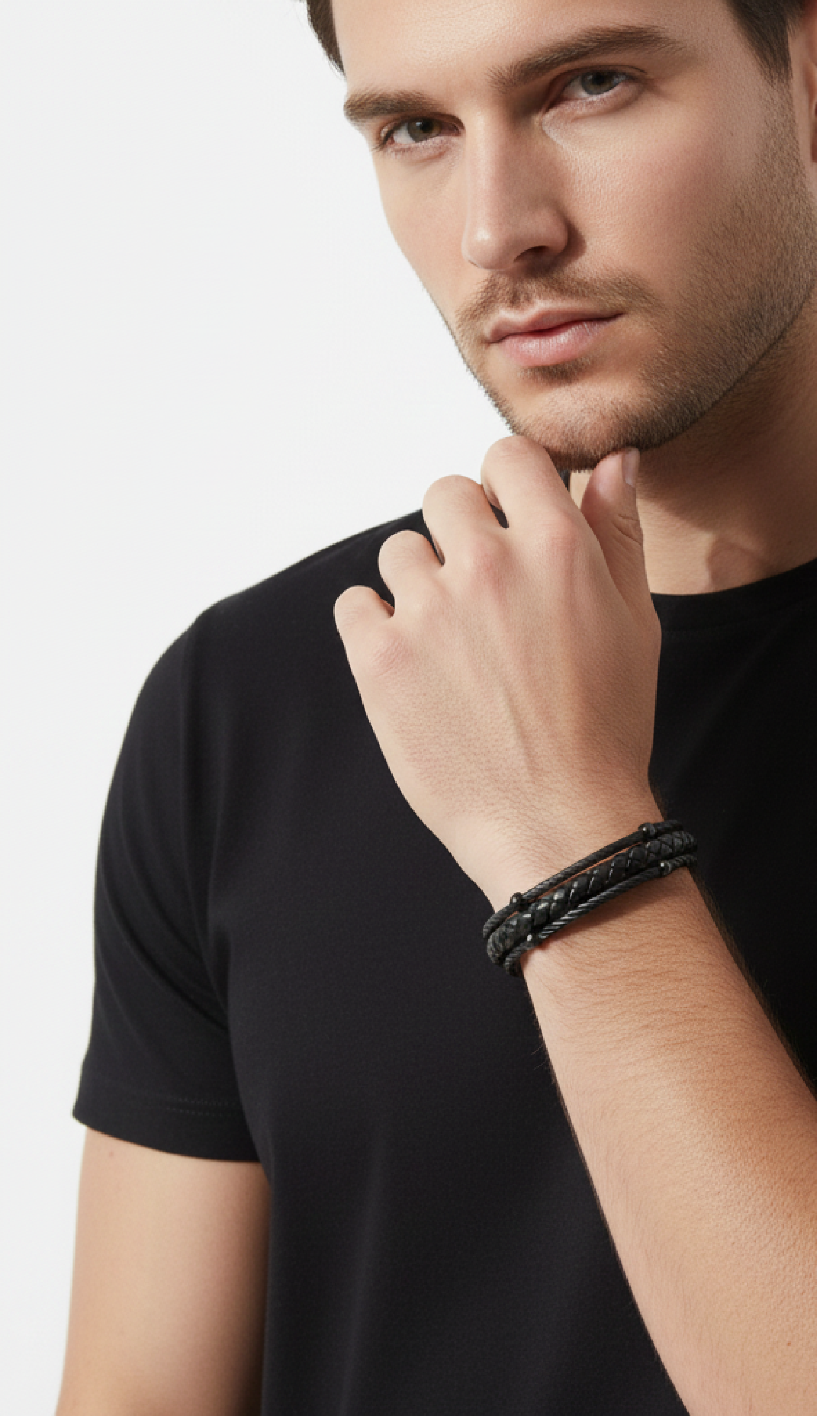 ALOR Men's Cable & Leather Bracelet