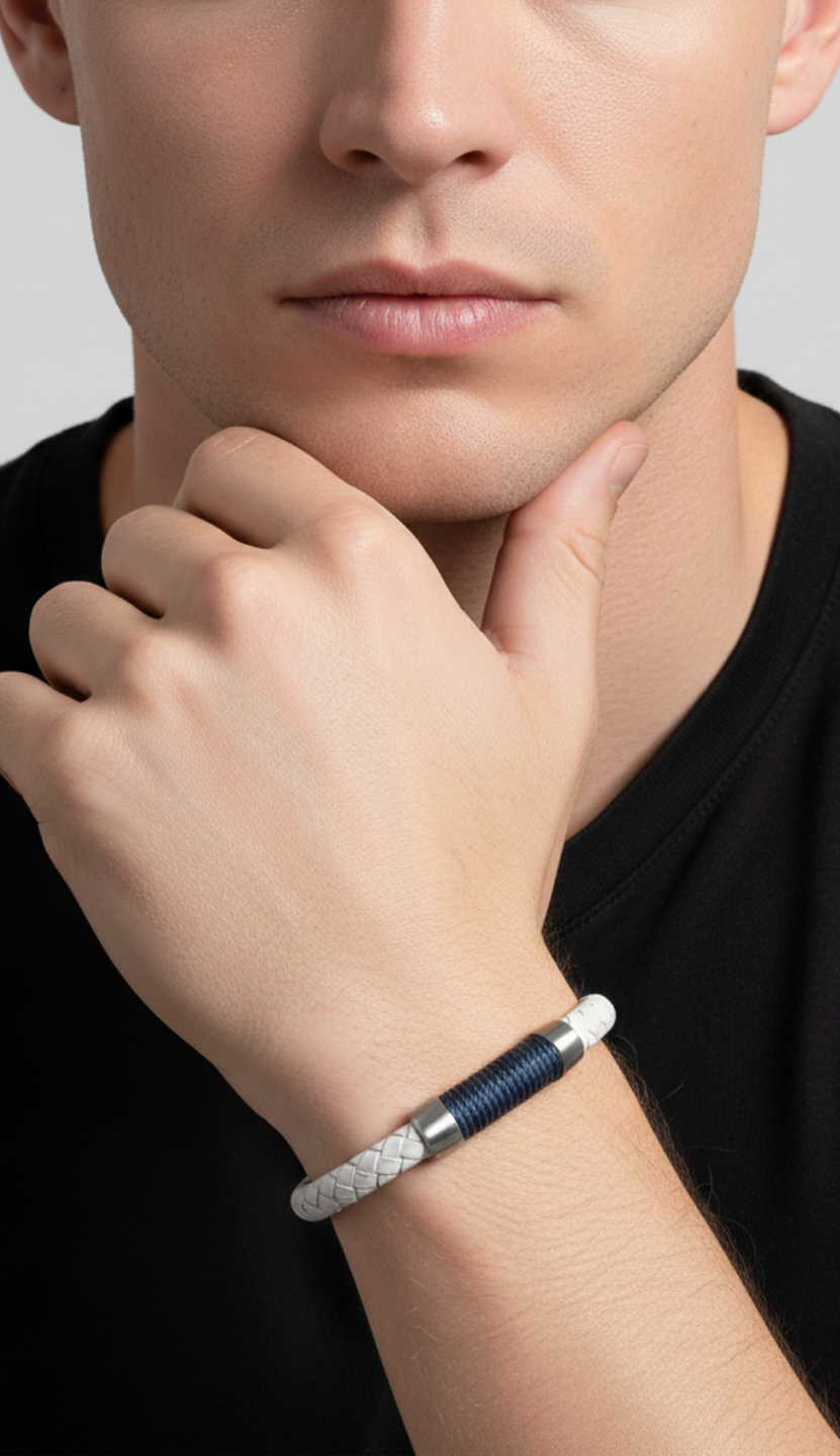 ALOR Men's Leather & Twisted Cable Bracelet