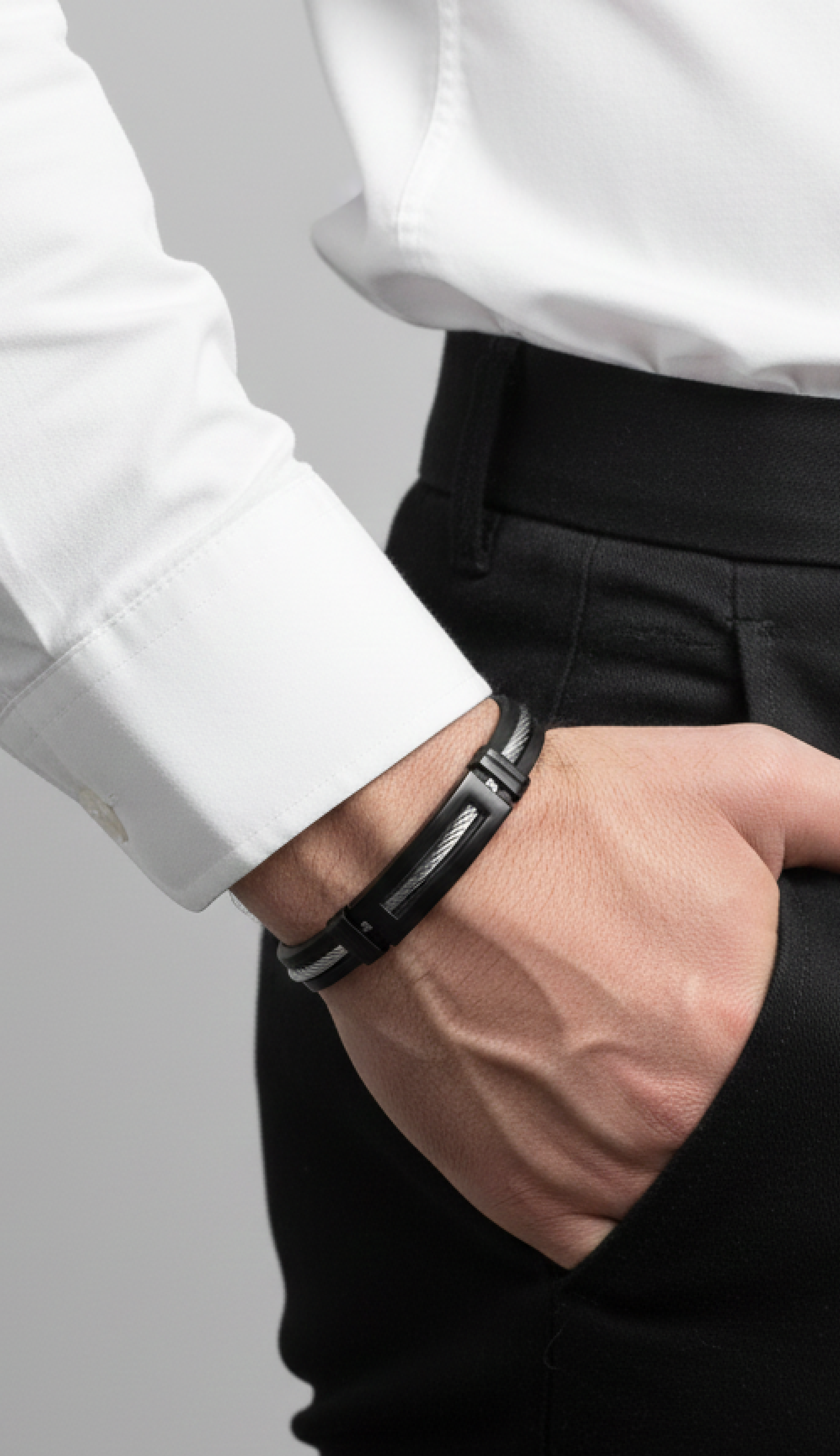 ALOR Men's Rubber Accent Bracelet