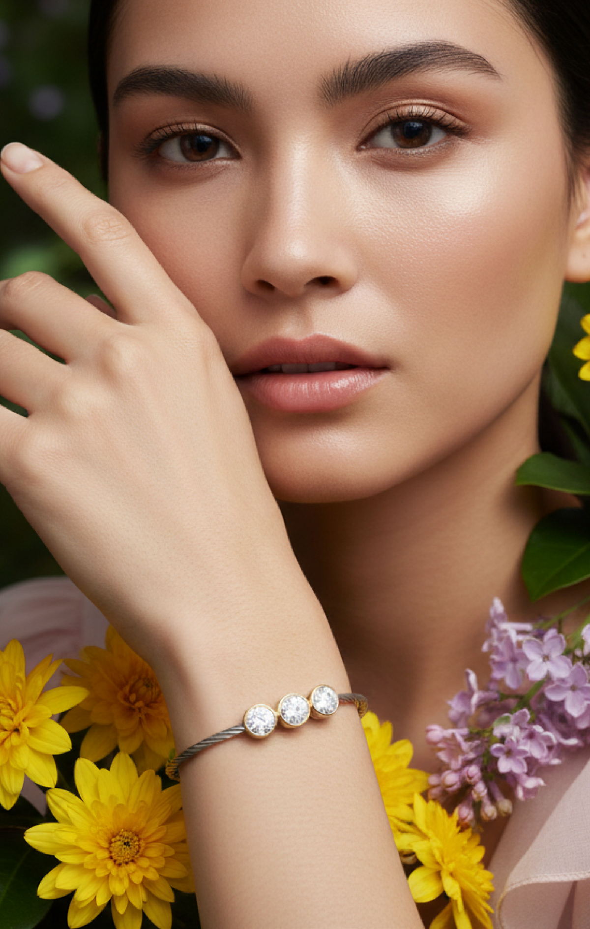 ALOR DAY DIAMOND 3-STONE BANGLE