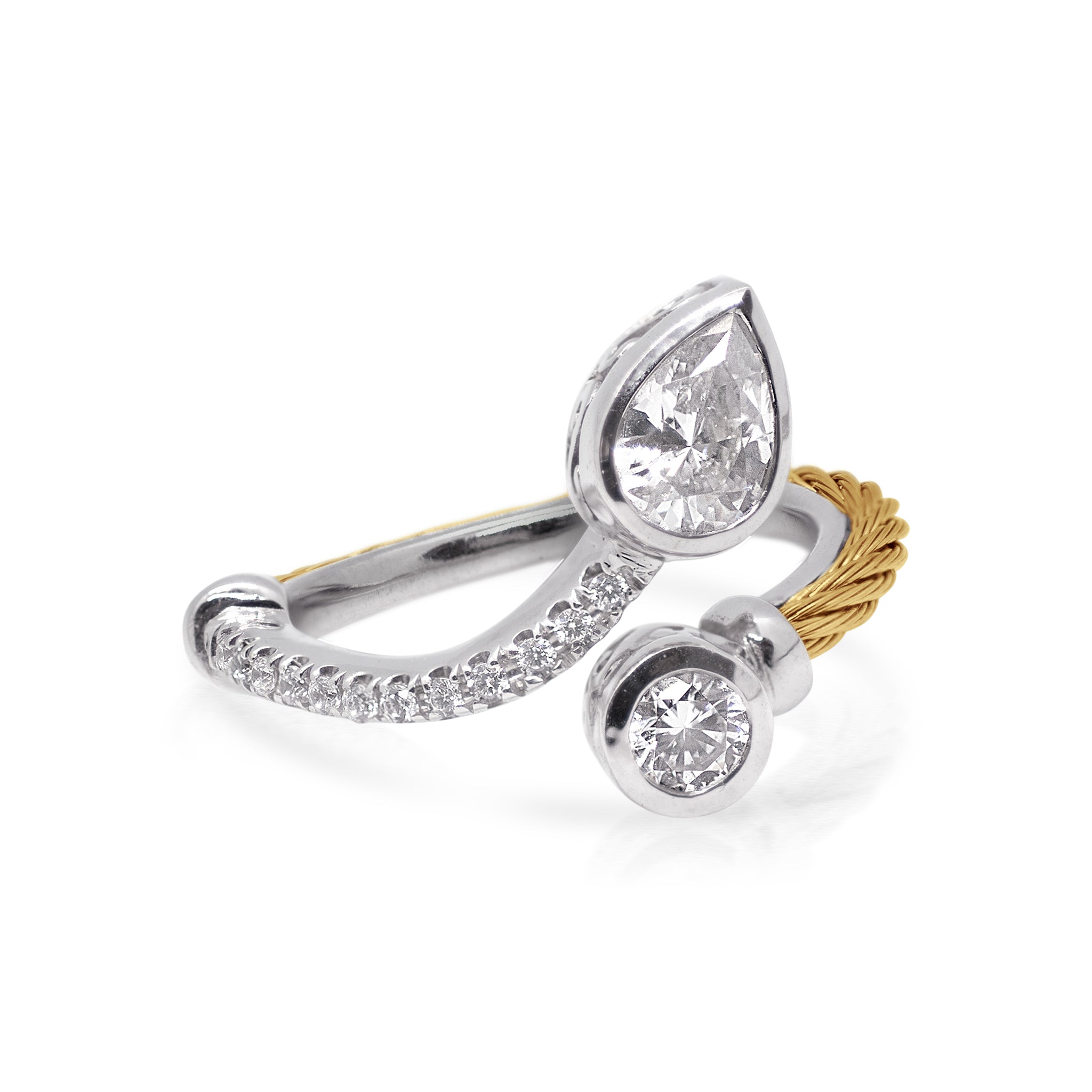 ALOR Day Diamonds Teardrop & Round Bypass Ring