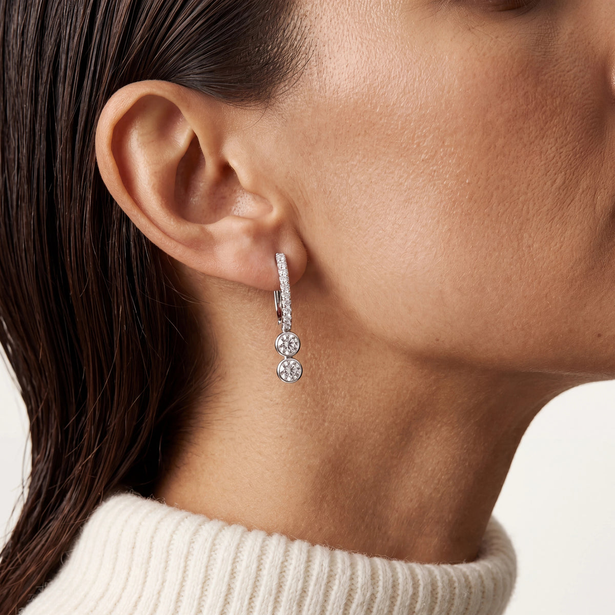 ALOR DAY DIAMOND DOUBLE DROP LAB GROWN EARRINGS