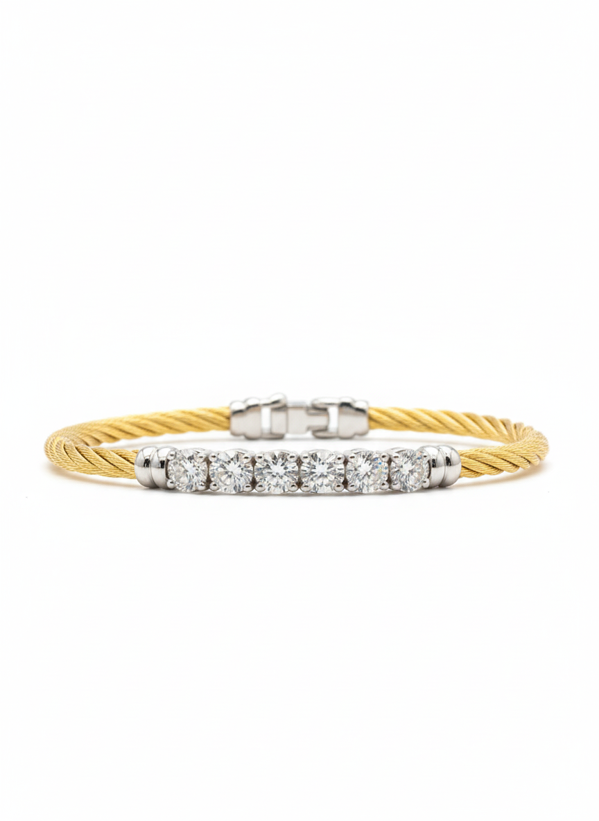 ALOR DAY DIAMOND 6-STONE LINE BANGLE