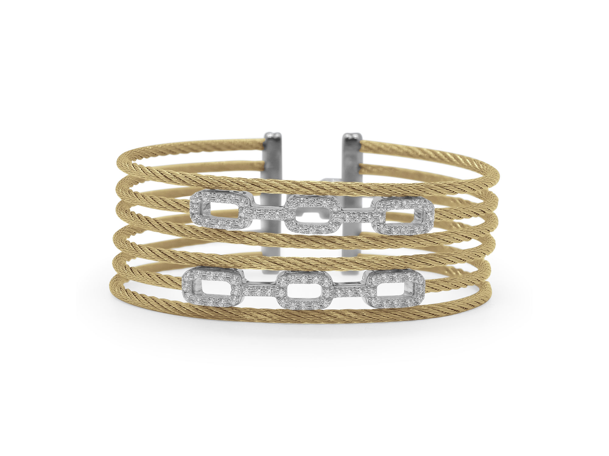 Yellow Cable Layered Links Bracelet with 18kt White Gold 